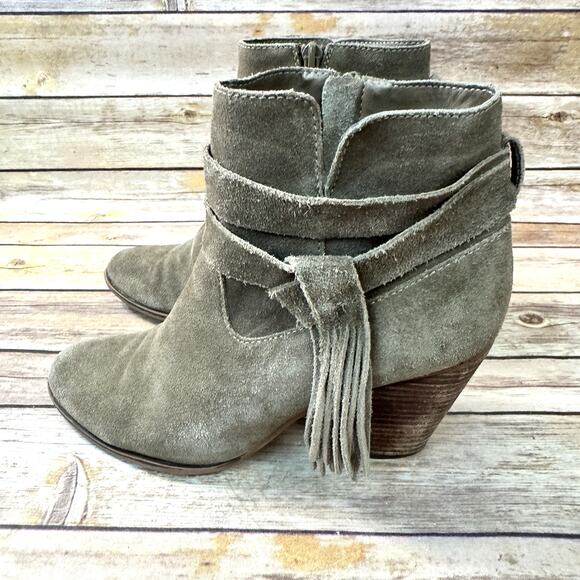 Steven by Steve Madden Womens Taupe Brown/Grey Suede Strappy Fringe Boots 9M - Picture 4 of 9